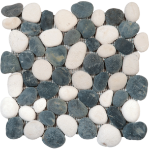 Mix WhiteBlack Rectified Matte Pebble Interlocking - stone tile